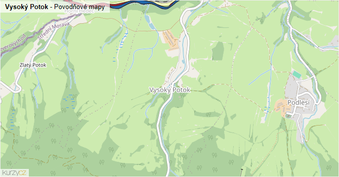Vysoký Potok - záplavové mapy stoleté vody