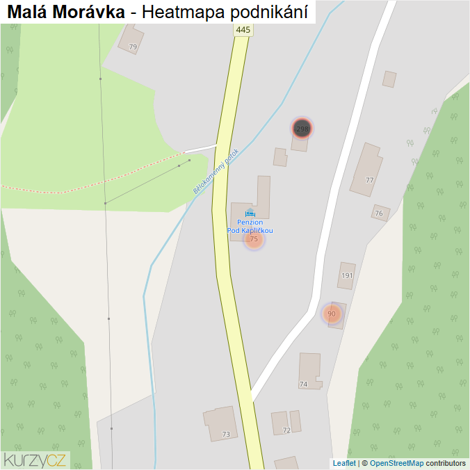 Mapa Malá Morávka - Firmy v obci.