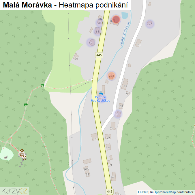 Mapa Malá Morávka - Firmy v části obce.