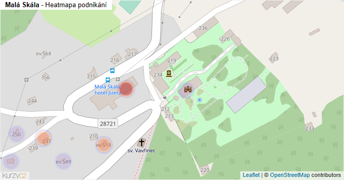 Malá Skála - mapa podnikání