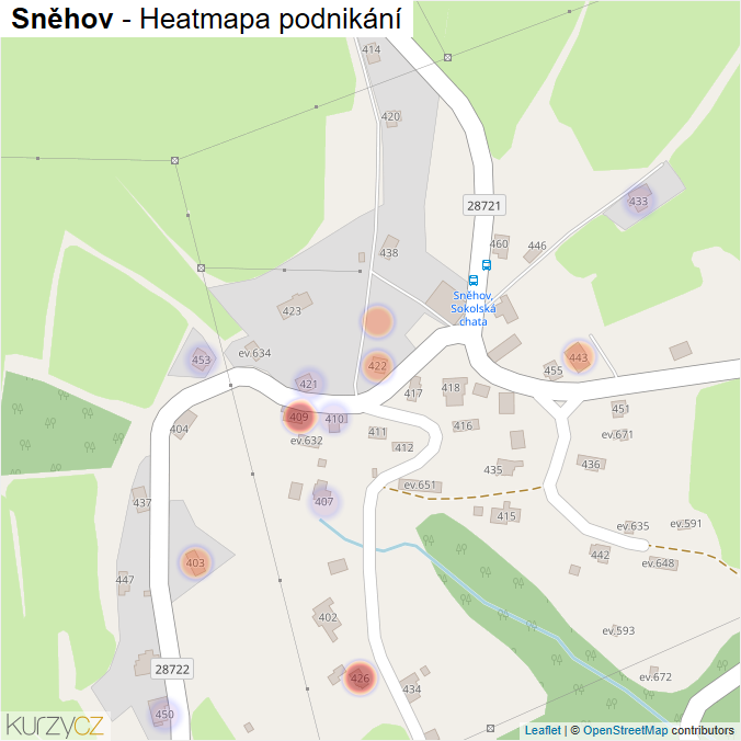 Mapa Sněhov - Firmy v části obce.