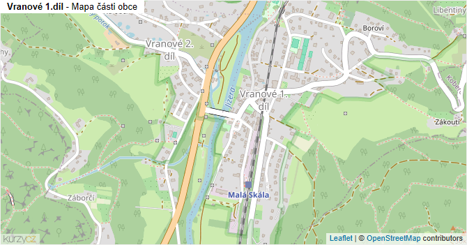 Vranové 1.díl - mapa části obce