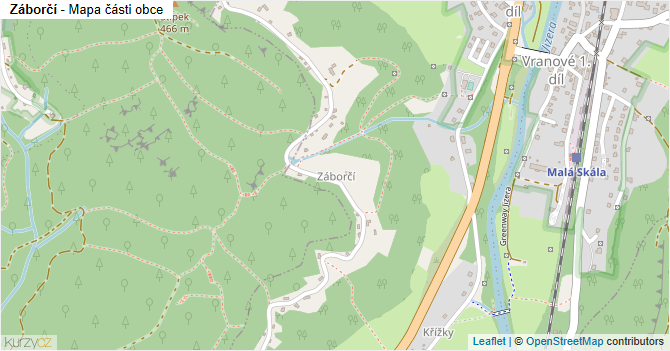Záborčí - mapa části obce
