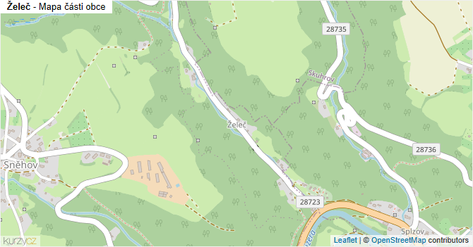 Želeč - mapa části obce