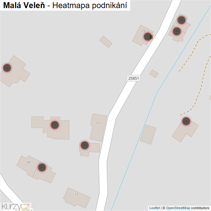 Mapa Malá Veleň - Firmy v obci.