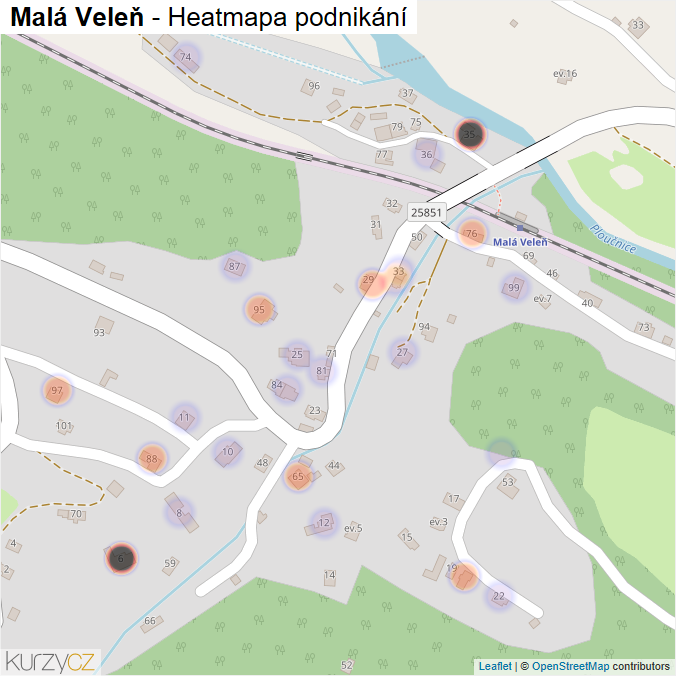 Mapa Malá Veleň - Firmy v části obce.