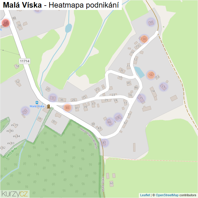 Mapa Malá Víska - Firmy v části obce.