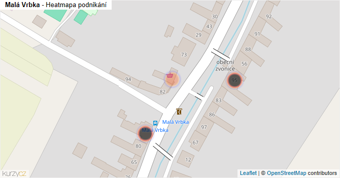 Malá Vrbka - mapa podnikání