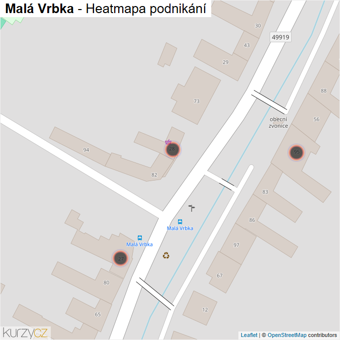 Mapa Malá Vrbka - Firmy v obci.