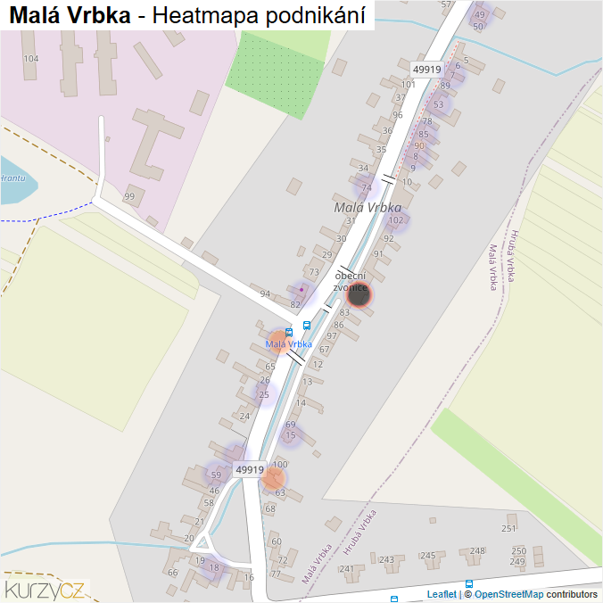 Mapa Malá Vrbka - Firmy v části obce.