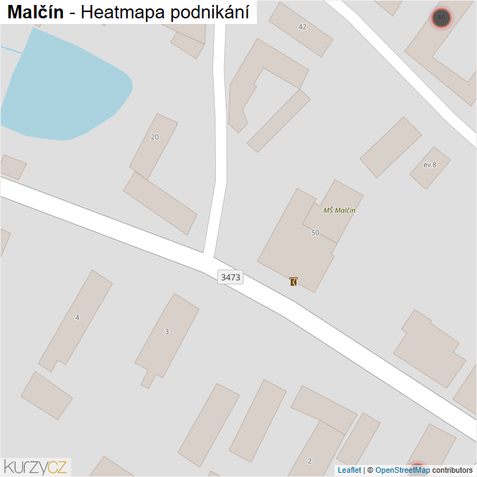 Mapa Malčín - Firmy v obci.