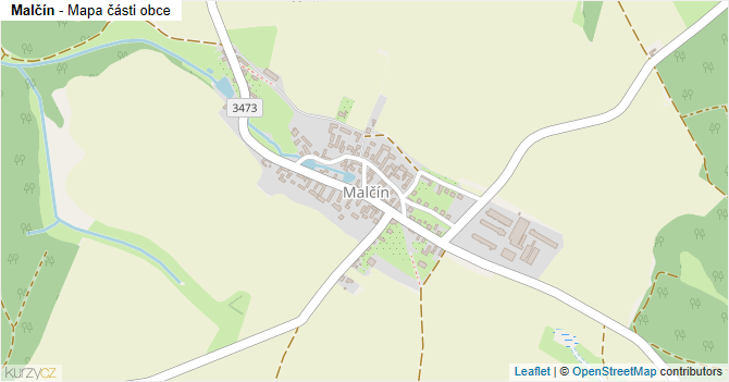Malčín - mapa části obce
