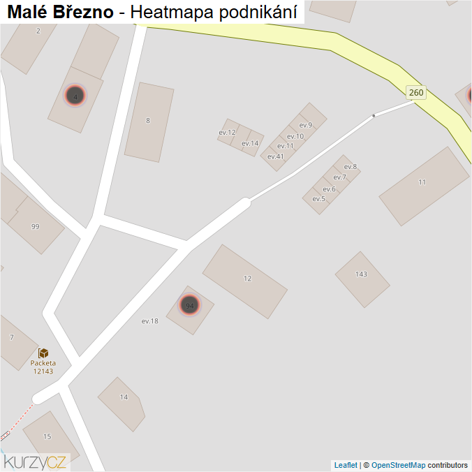 Mapa Malé Březno - Firmy v obci.