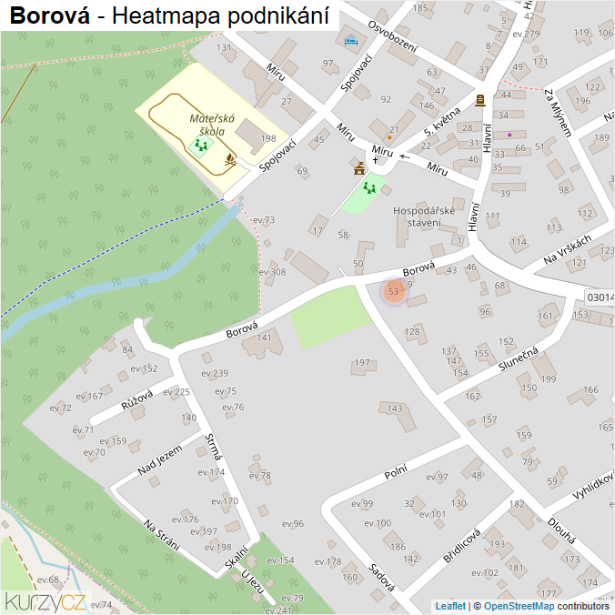Mapa Borová - Firmy v ulici.
