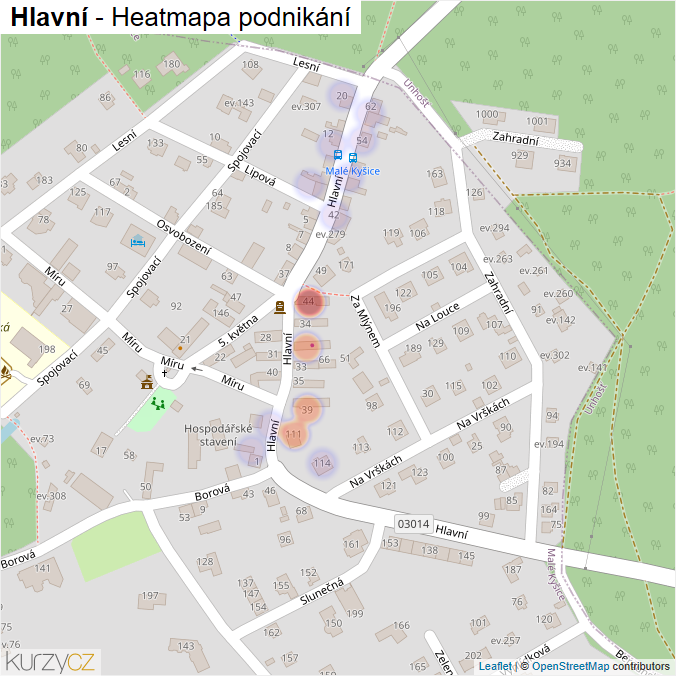 Mapa Hlavní - Firmy v ulici.