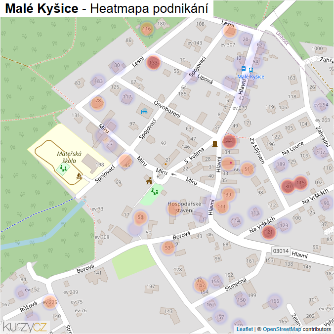 Mapa Malé Kyšice - Firmy v části obce.