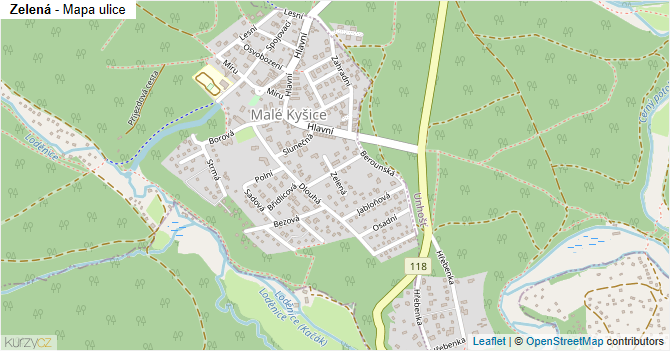 Zelená - mapa ulice