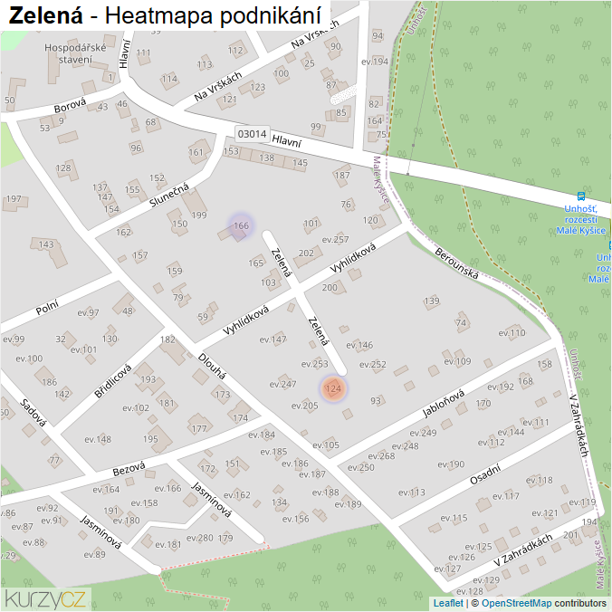 Mapa Zelená - Firmy v ulici.