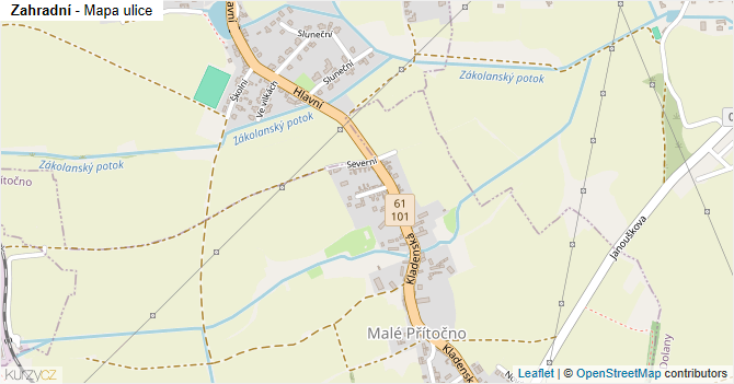 Zahradní - mapa ulice