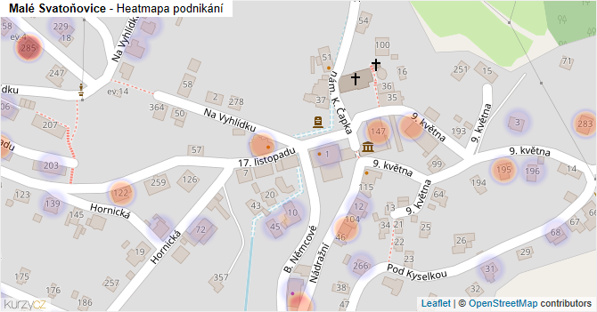 Malé Svatoňovice - mapa podnikání