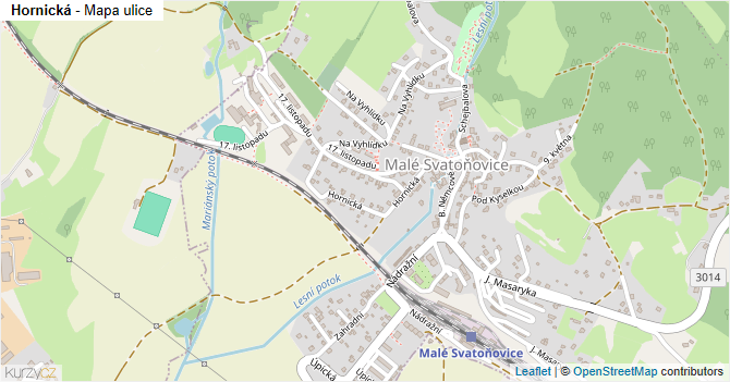 Hornická - mapa ulice