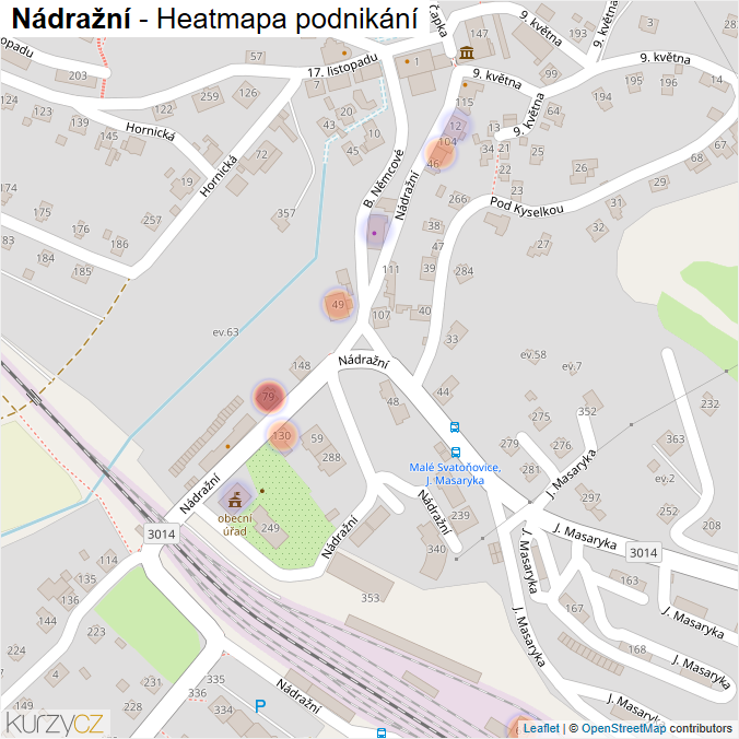 Mapa Nádražní - Firmy v ulici.