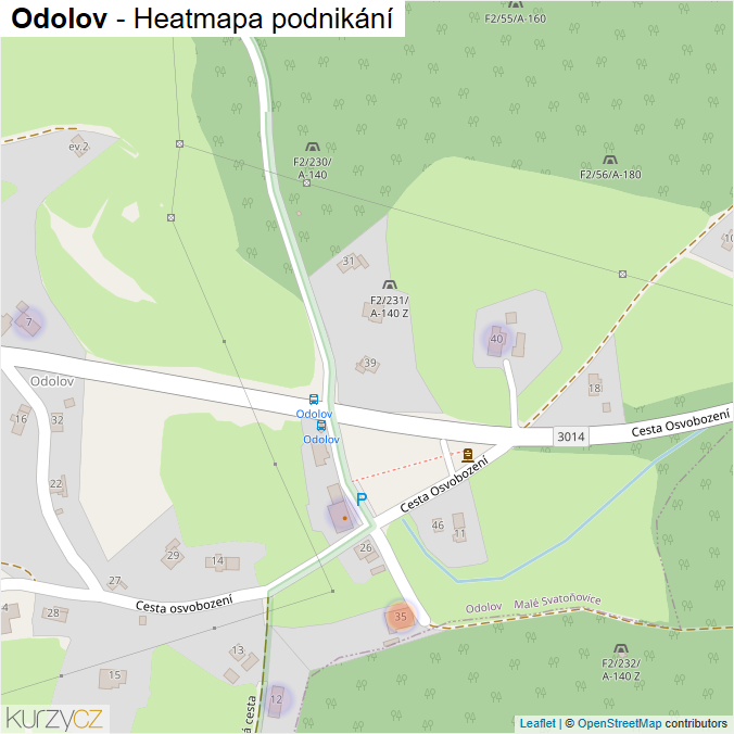 Mapa Odolov - Firmy v části obce.