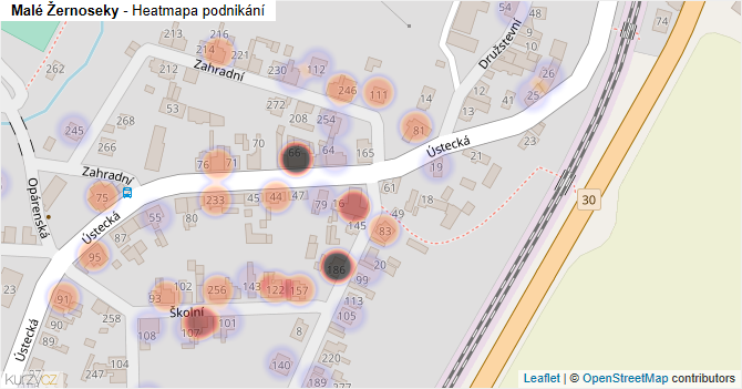 Malé Žernoseky - mapa podnikání