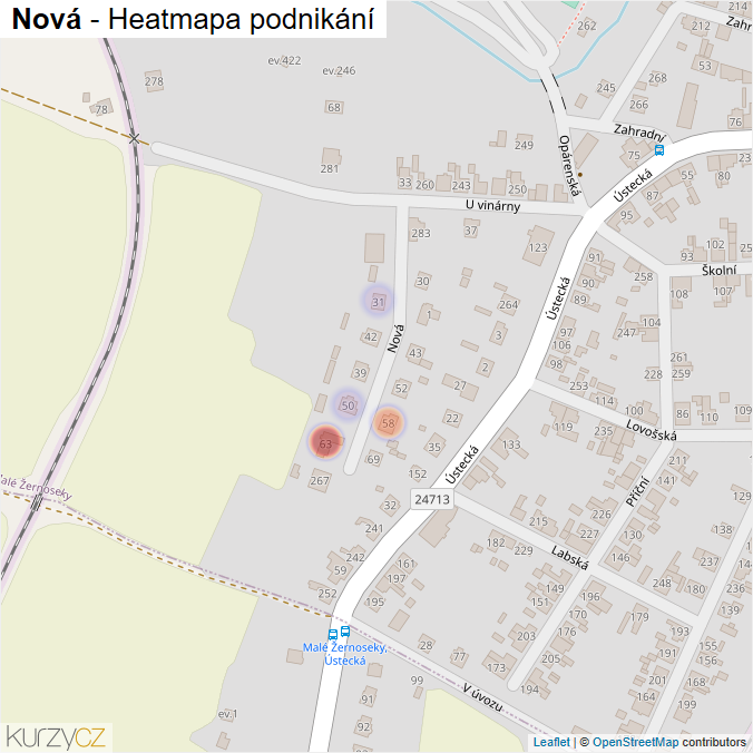 Mapa Nová - Firmy v ulici.