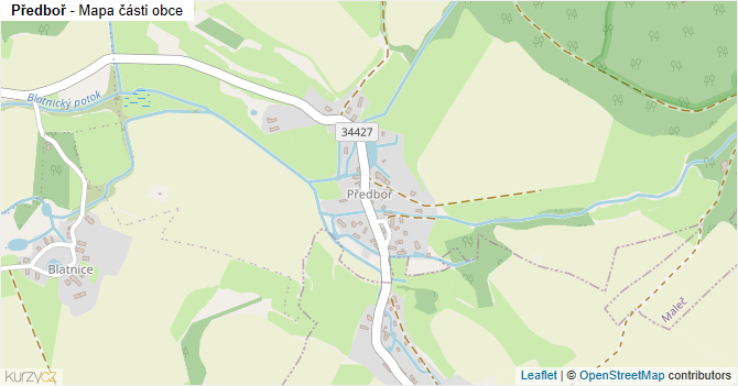 Předboř - mapa části obce