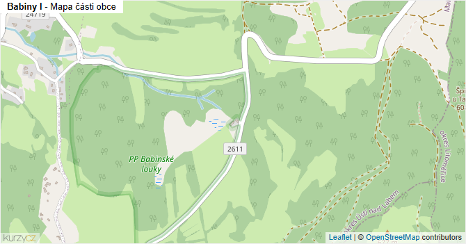 Babiny I - mapa části obce