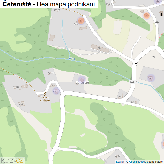 Mapa Čeřeniště - Firmy v části obce.