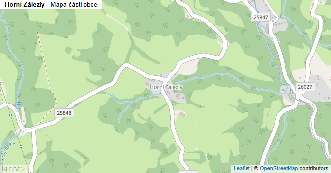 Horní Zálezly - mapa části obce