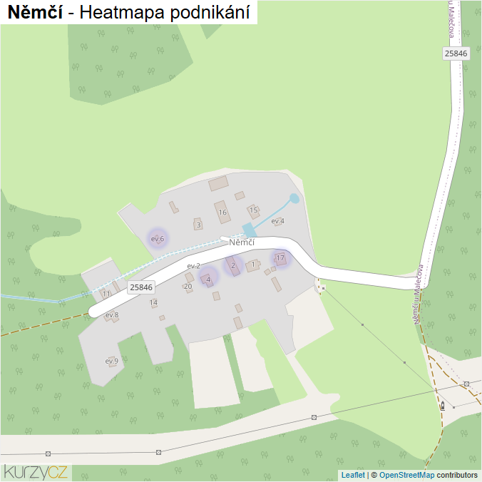 Mapa Němčí - Firmy v části obce.