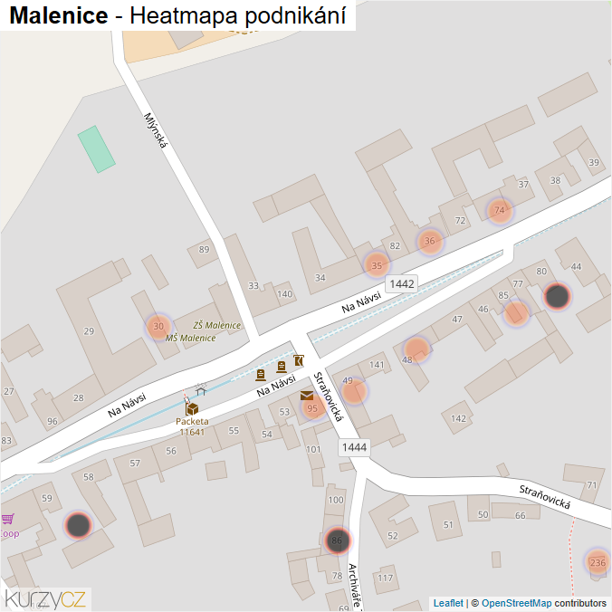Mapa Malenice - Firmy v obci.