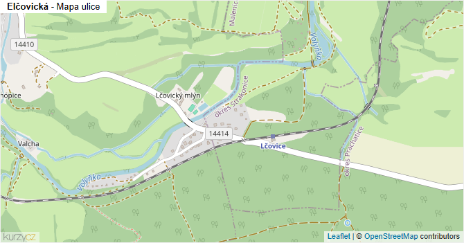 Elčovická - mapa ulice