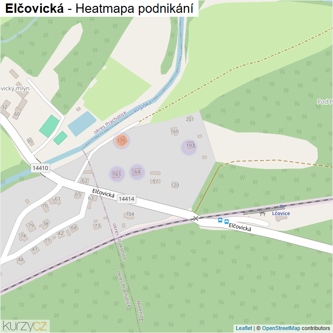 Mapa Elčovická - Firmy v ulici.