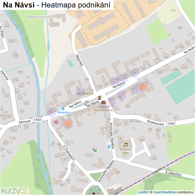Mapa Na Návsi - Firmy v ulici.