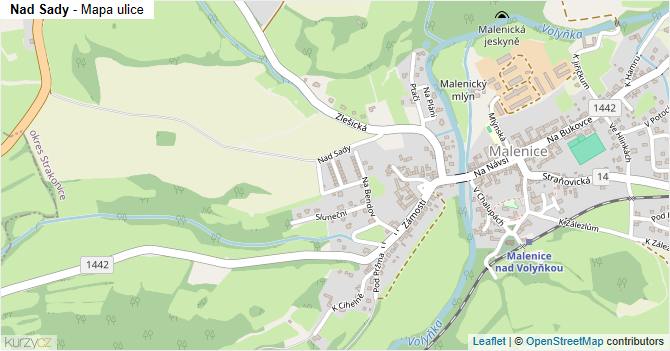 Nad Sady - mapa ulice