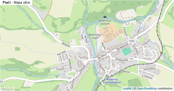Ptačí - mapa ulice