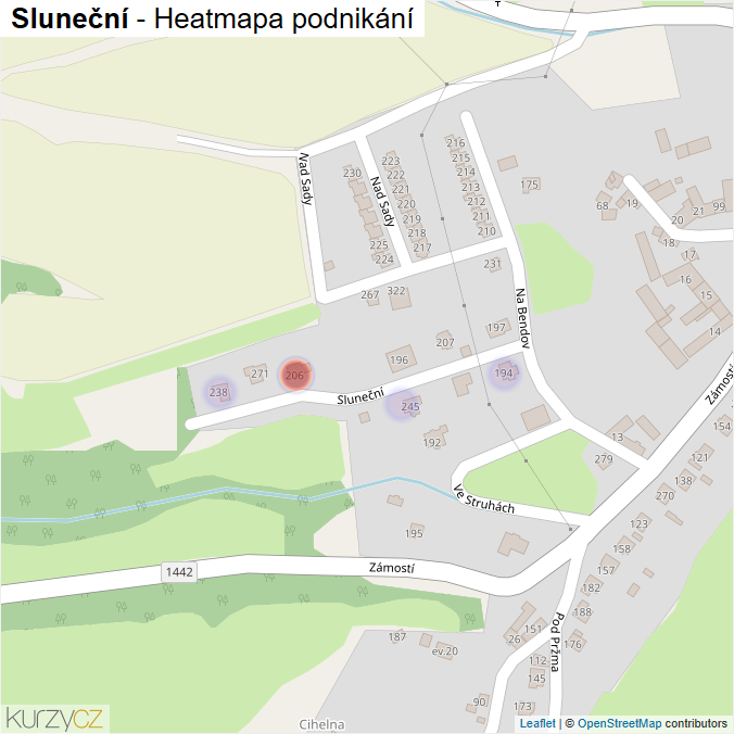 Mapa Sluneční - Firmy v ulici.