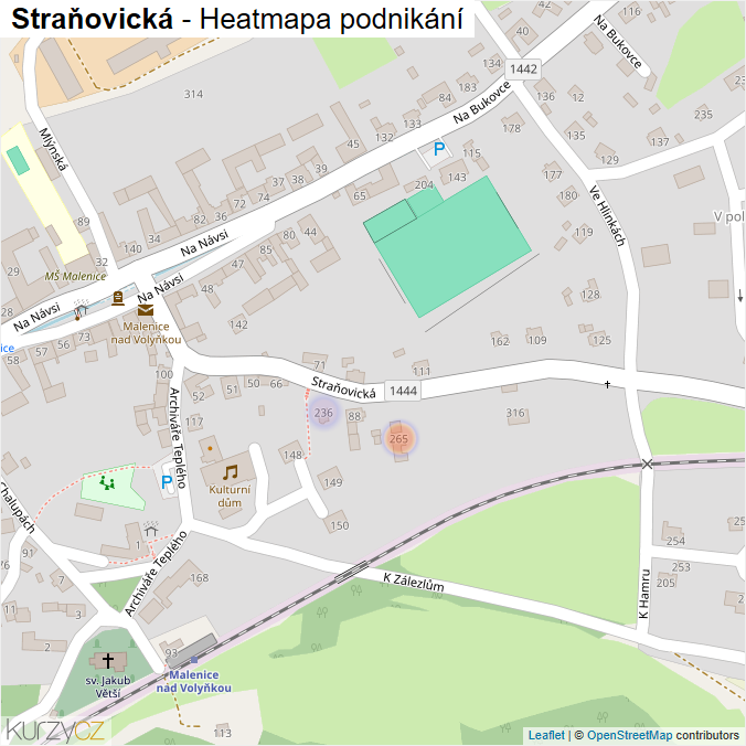 Mapa Straňovická - Firmy v ulici.