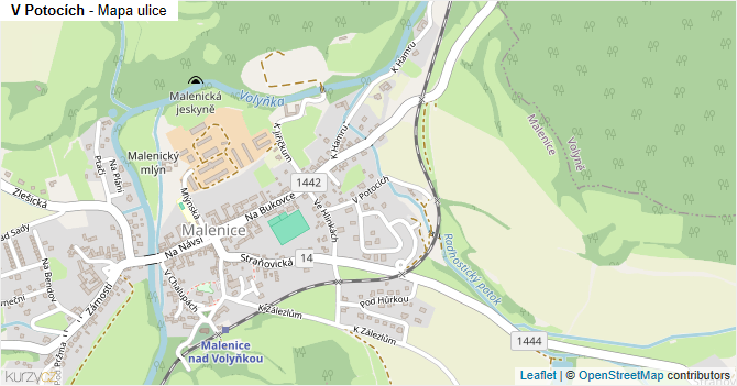 V Potocích - mapa ulice