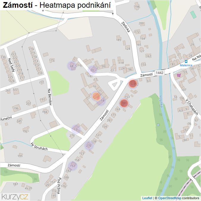 Mapa Zámostí - Firmy v ulici.