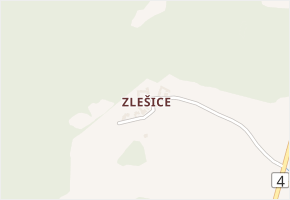 Zlešice v obci Malenice - mapa části obce
