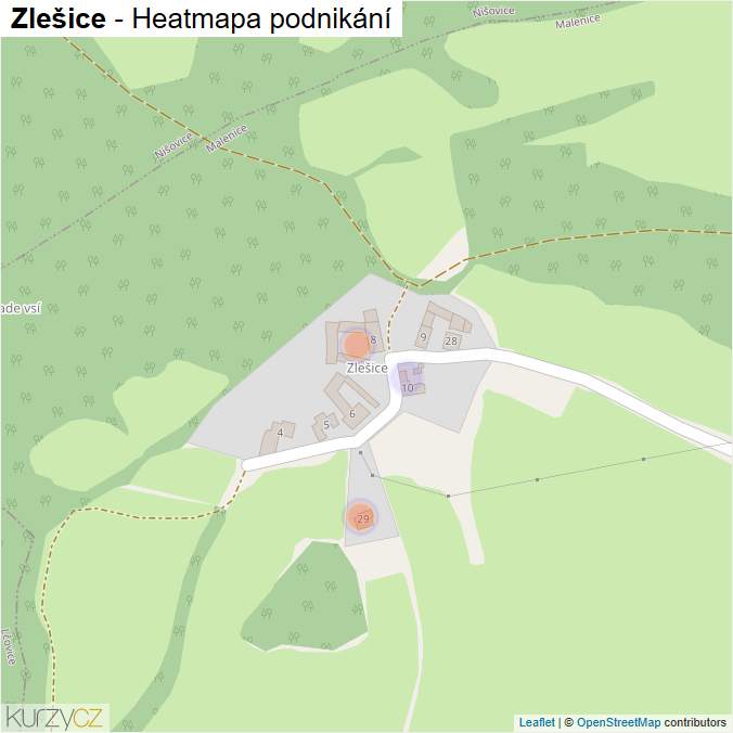 Mapa Zlešice - Firmy v části obce.
