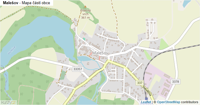 Malešov - mapa části obce