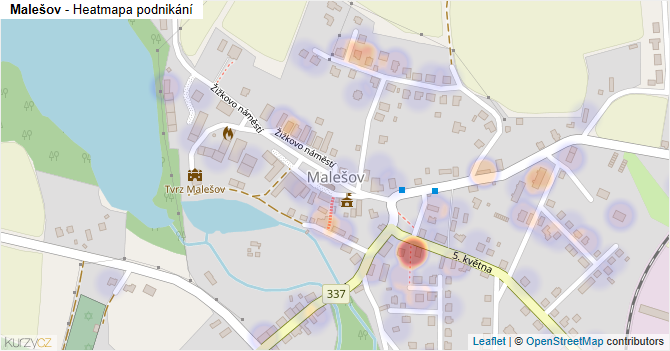 Malešov - mapa podnikání