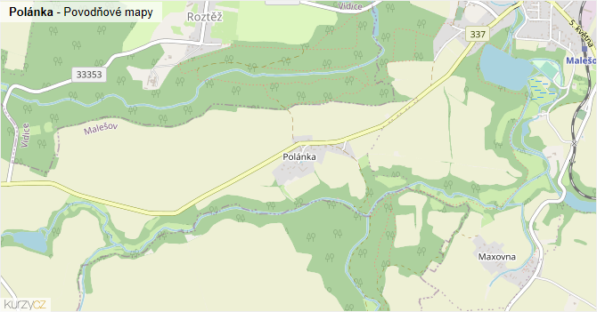 Polánka - záplavové mapy stoleté vody