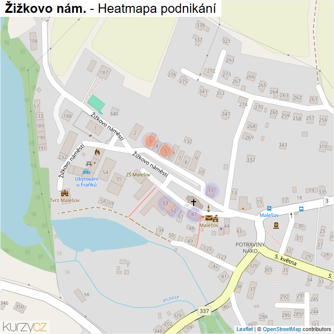 Mapa Žižkovo nám. - Firmy v ulici.